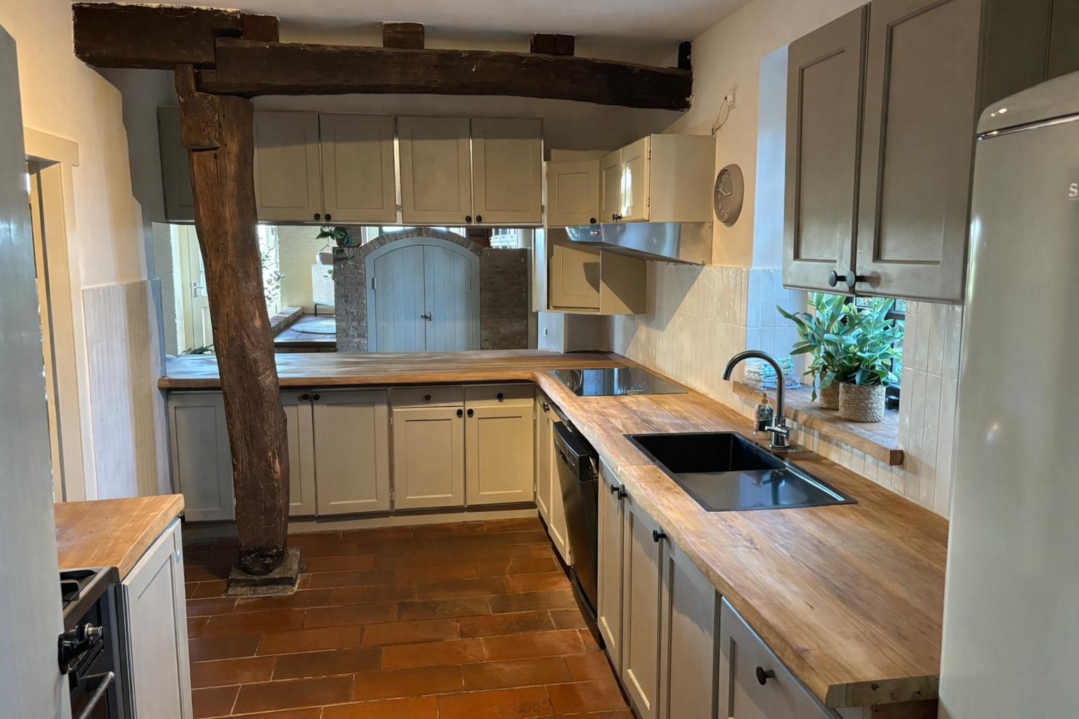 Japandi Lounge living room with fireplace and seating