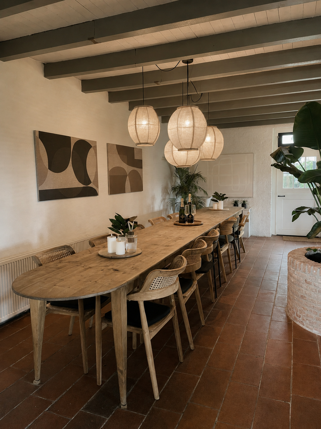 Long dining table at Japandi Lounge